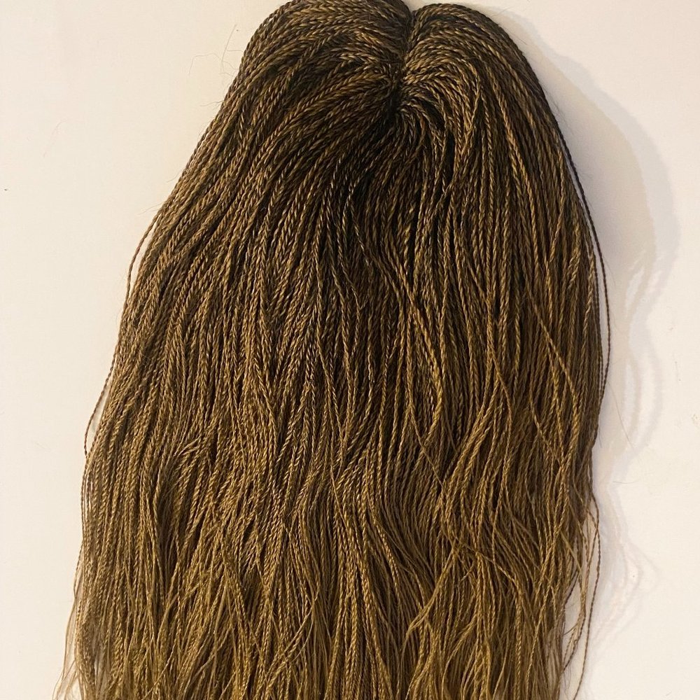 30 inch small micro braided blonde ombre wig with dark roots